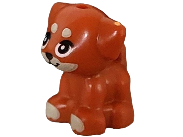 Dark Orange Dog, Friends Style, Puppy, Standing, Small with Tan Muzzle, Paws and Spots Pattern (Aira)
