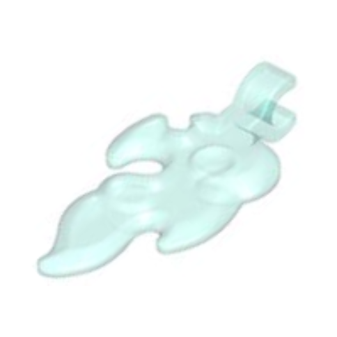 Trans-Light Blue Wave Rounded Straight Small with Clip End (Flame)