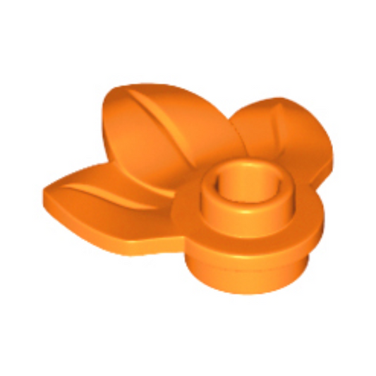 Orange Plant Plate, Round 1 x 1 with 3 Layered Leaves