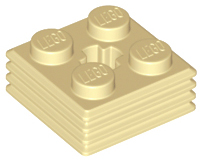 Tan Brick, Modified 2 x 2 x 2/3 Ribbed with Axle Hole