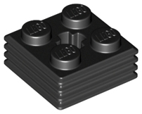Black Brick, Modified 2 x 2 x 2/3 Ribbed with Axle Hole