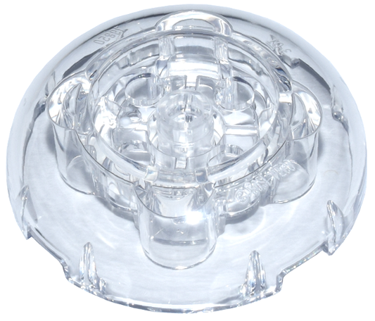 Trans-Clear Brick, Round 4 x 4 Dome Top with 2 x 2 Recessed Center