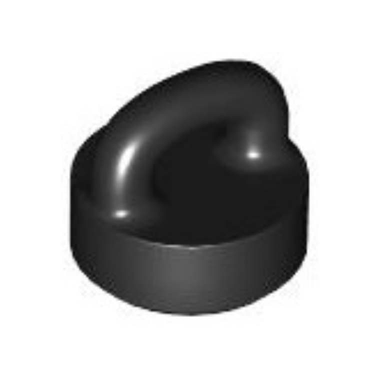 Black Tile, Round 1 x 1 with Loop