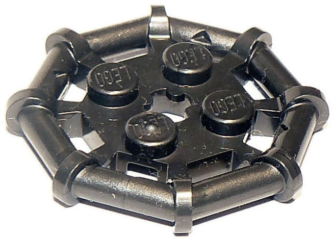 Pearl Dark Gray Plate, Modified 2 x 2 with Bar Frame Octagonal, Reinforced, Completely Round Studs