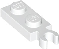 White Plate, Modified 1 x 2 with Clip on End (Vertical Grip)