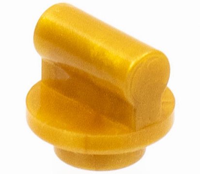 Pearl Gold Plate, Round 1 x 1 with Bar Handle on Long Stem