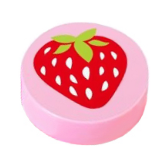 Bright Pink Tile, Round 1 x 1 with Strawberry Pattern