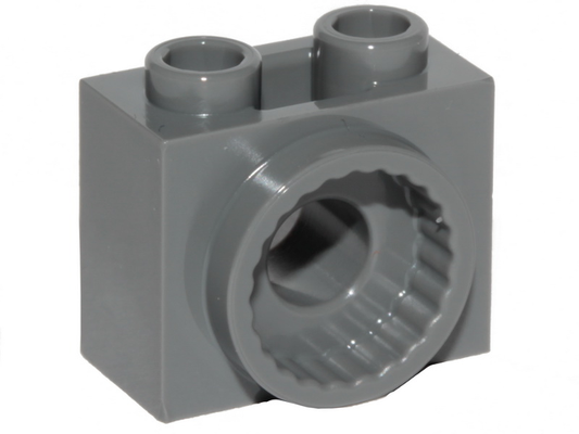 Dark Bluish Gray Technic, Brick Modified 1 x 2 x 1 1/3 with Rotation Joint Socket