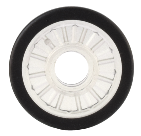 Trans-Clear Wheel Wheelchair with Technic Pin Hole with Molded Black Hard Rubber Tire Pattern