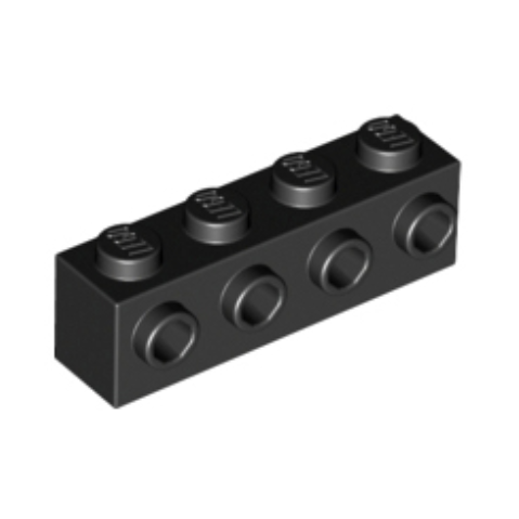 Black Brick, Modified 1 x 4 with Studs on Side