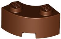 Reddish Brown Brick, Round Corner 2 x 2 Macaroni with Stud Notch and Reinforced Underside