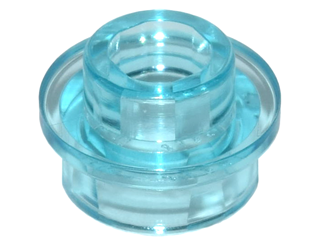 Trans-Light Blue Plate, Round 1 x 1 with Open Stud