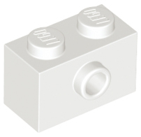 White Brick, Modified 1 x 2 with Stud on Side with Bottom Stud Holder