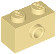 Tan Brick, Modified 1 x 2 with Stud on Side with Bottom Stud Holder
