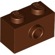 Reddish Brown Brick, Modified 1 x 2 with Stud on Side with Bottom Stud Holder