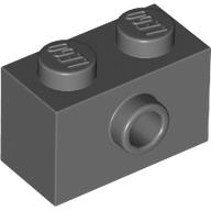 Dark Bluish Gray Brick, Modified 1 x 2 with Stud on Side with Bottom Stud Holder