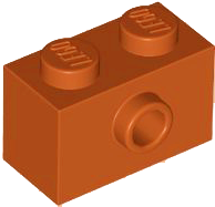 Dark Orange Brick, Modified 1 x 2 with Stud on Side with Bottom Stud Holder