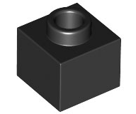Black Brick, Modified 1 x 1 x 2/3 with Open Stud