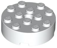 White Brick, Round 4 x 4 with Hole