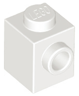 White Brick, Modified 1 x 1 with Stud on Side