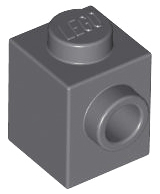Dark Bluish Gray Brick, Modified 1 x 1 with Stud on Side