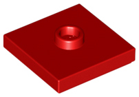 Red Plate, Modified 2 x 2 with Groove and 1 Stud in Center (Jumper)