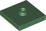 Dark Green Plate, Modified 2 x 2 with Groove and 1 Stud in Center (Jumper)