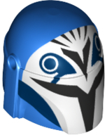 Blue Minifigure, Headgear Helmet with Holes, SW Mandalorian with Black and White Pattern