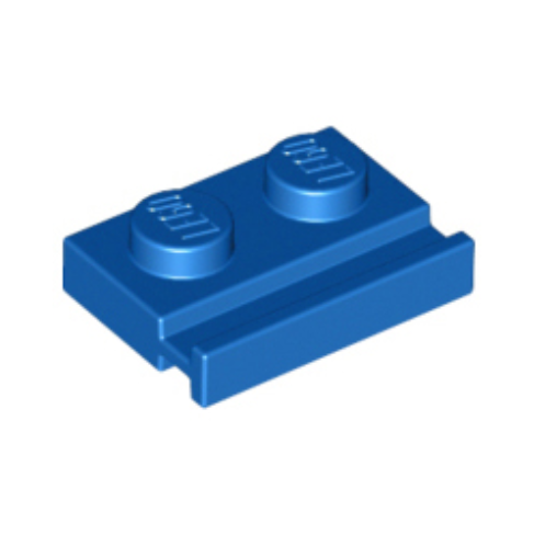 Blue Plate, Modified 1 x 2 with Door Rail