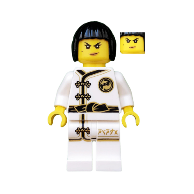 njo0430 Nya - White Wu-Cru Training Gi, Black Bob Cut Hair