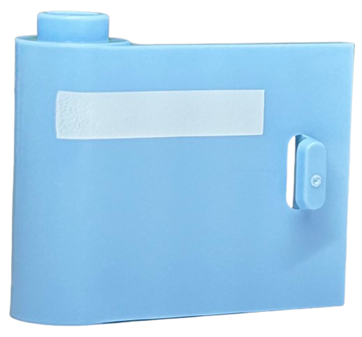 Bright Light Blue Door 1 x 3 x 2 Left - Open Between Top and Bottom Hinge with Horizontal White Stripe Pattern