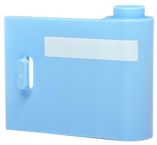 Bright Light Blue Door 1 x 3 x 2 Right - Open Between Top and Bottom Hinge with Horizontal White Stripe Pattern