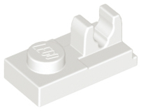 White Plate, Modified 1 x 2 with Clip with Center Cut on Top