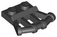 Black Plate, Modified 1 x 2 with Angled Bar Handles on Side