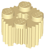 Tan Brick, Round 2 x 2 with Axle Hole and Grille / Fluted Profile