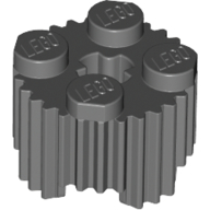 Dark Bluish Gray Brick, Round 2 x 2 with Axle Hole and Grille / Fluted Profile