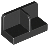 Black Panel 1 x 2 x 1 with Rounded Corners and Center Divider