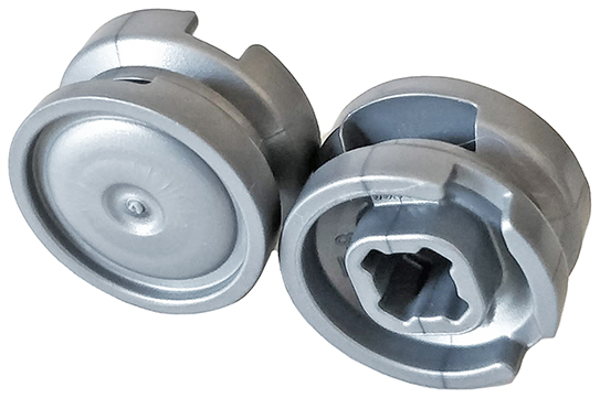 Flat Silver Wheel 11mm D. x 6mm with Smooth Hubcap