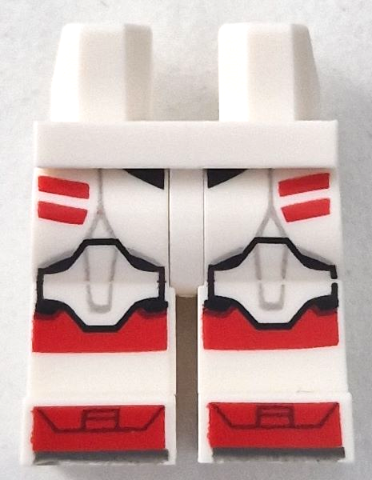 White Hips and Legs with SW Clone Trooper Armor with Knee Pads, Red Stripes and Shoe Tips Pattern