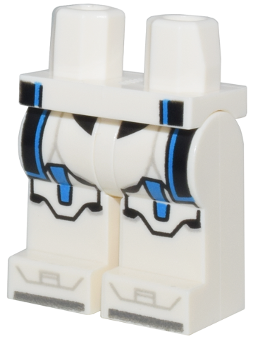 White Hips and Legs with Black Kama Ends, Blue Knee Pads, and Silver Toes Pattern