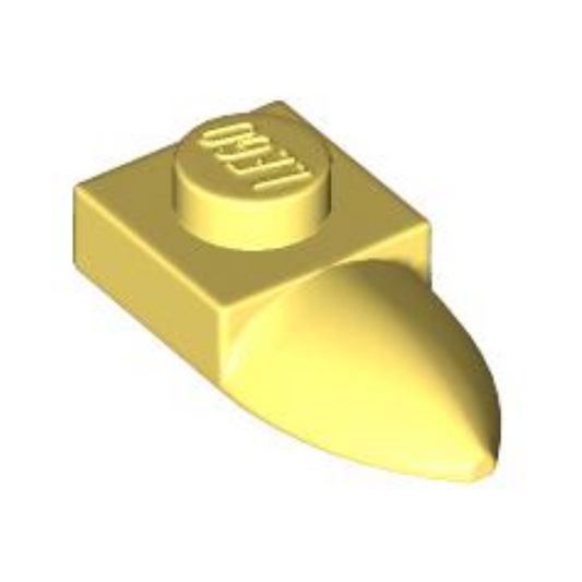 Bright Light Yellow Plate, Modified 1 x 1 with Tooth Horizontal