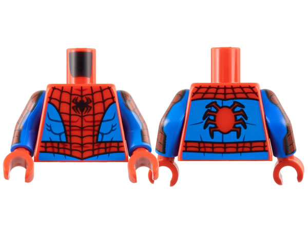 Red Torso Spider-Man Costume 12 Black Spider, Black Webbing, Blue Vest and Belt Pattern / Blue Arms with Red Patch and Black Webbing Pattern / Red Hands