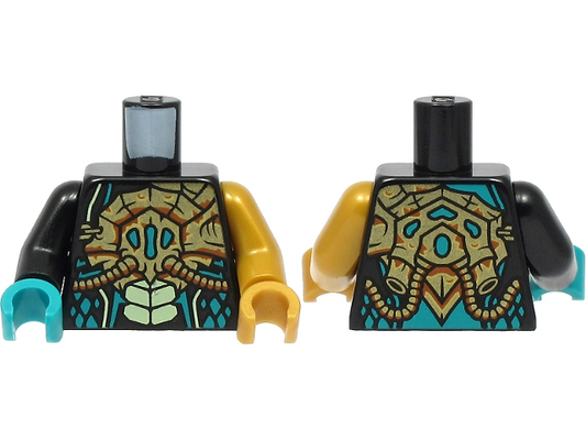 Black Torso Gold Breathing Apparatus, Yellowish Green Scales Pattern / Pearl Gold Arm Left / Black Arm Right / Pearl Gold Hand Left / Dark Turquoise Hand Right
