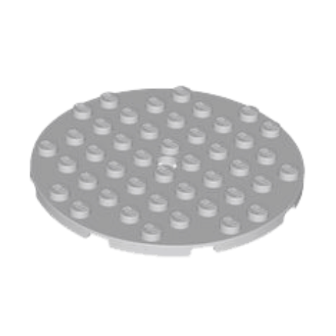 Light Bluish Gray Plate, Round 8 x 8 with Hole
