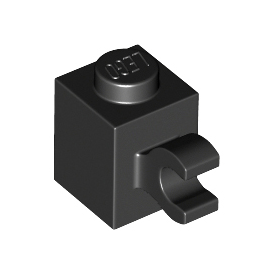 Black Brick, Modified 1 x 1 with Clip Horizontal Grip