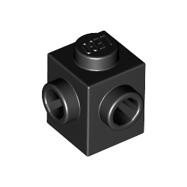 Black Brick, Modified 1 x 1 with Studs on 2 Sides, Adjacent