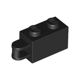 Black Brick, Modified 1 x 2 with Bar Handle on End - Bar Flush with Edge