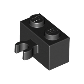 Black Brick, Modified 1 x 2 with Open O Clip Thick Vertical Grip