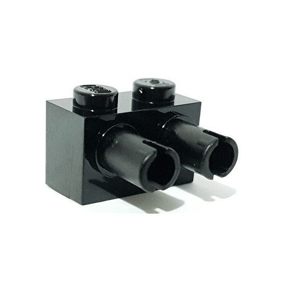 Black Brick, Modified 1 x 2 with Pins