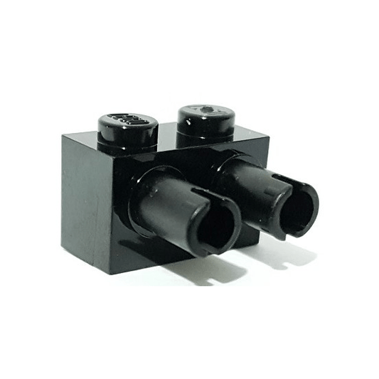 Black Brick, Modified 1 x 2 with Pins